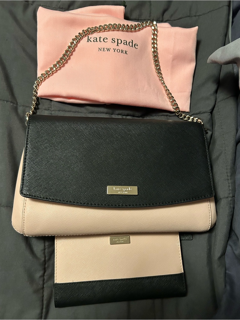 kate spade Two-Tone Black and Blush Chain Crossbody Bag